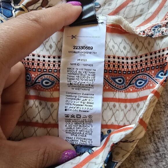 Shein Crop Top Womens Extra Small Multicolor Boho Print Tie Front Bandana Style - Picture 4 of 10